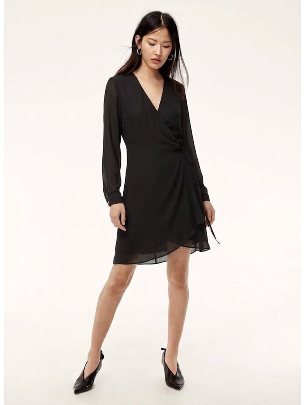 Aritzia Babaton Black Long Sleeve Wrap Dress Size M